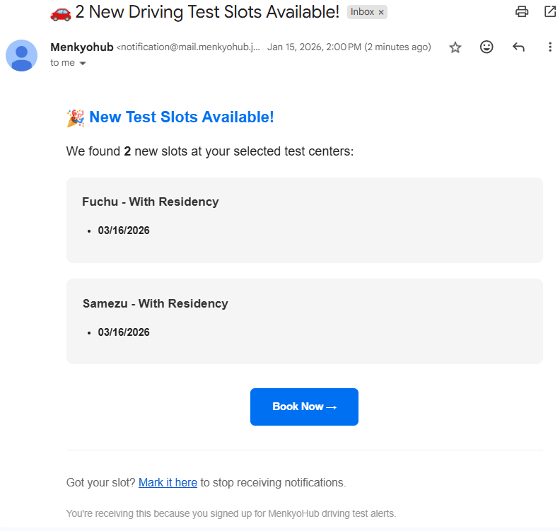 Email notification sample